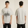 Broken System Oversized T-Shirt – Gray Graphic Streetwear Tee with Impact Print Design
