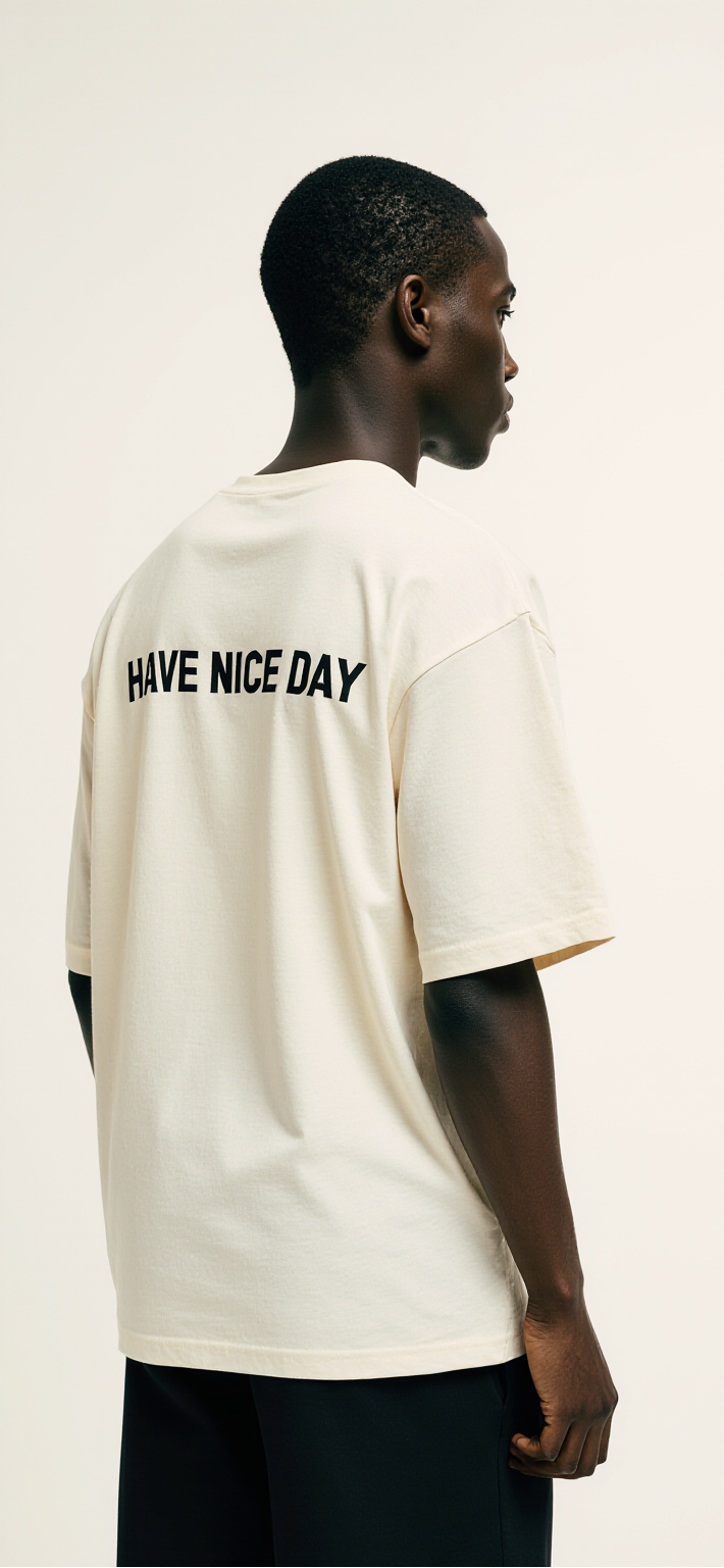 Have Nice Day Oversized T-Shirt – Off-White Streetwear Tee with Hand Graphic Print