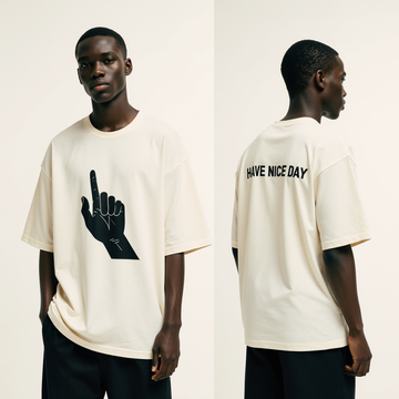 Have Nice Day Oversized T-Shirt – Off-White Streetwear Tee with Hand Graphic Print
