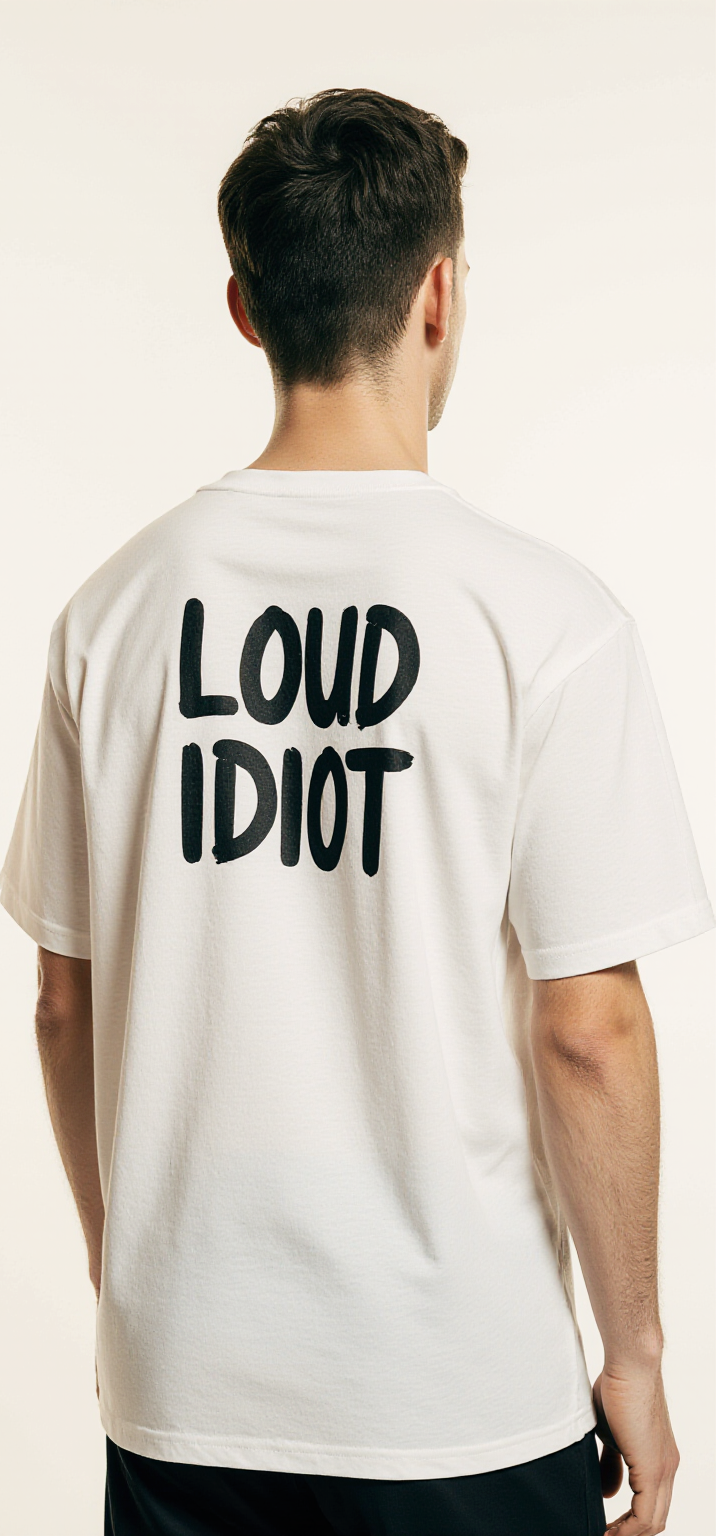 Shut It Oversized T-Shirt – Funny Dog Graphic Streetwear Tee with “Loud Idiot” Back Print