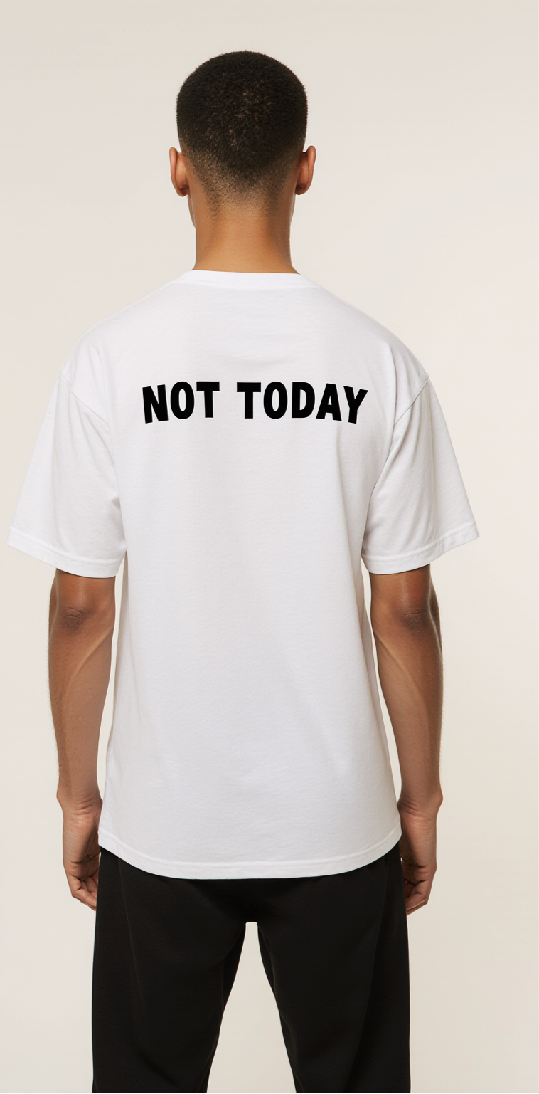 Not Today Oversized T-Shirt – Funny Cat Graphic Streetwear Tee in White