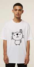 Not Today Oversized T-Shirt – Funny Cat Graphic Streetwear Tee in White