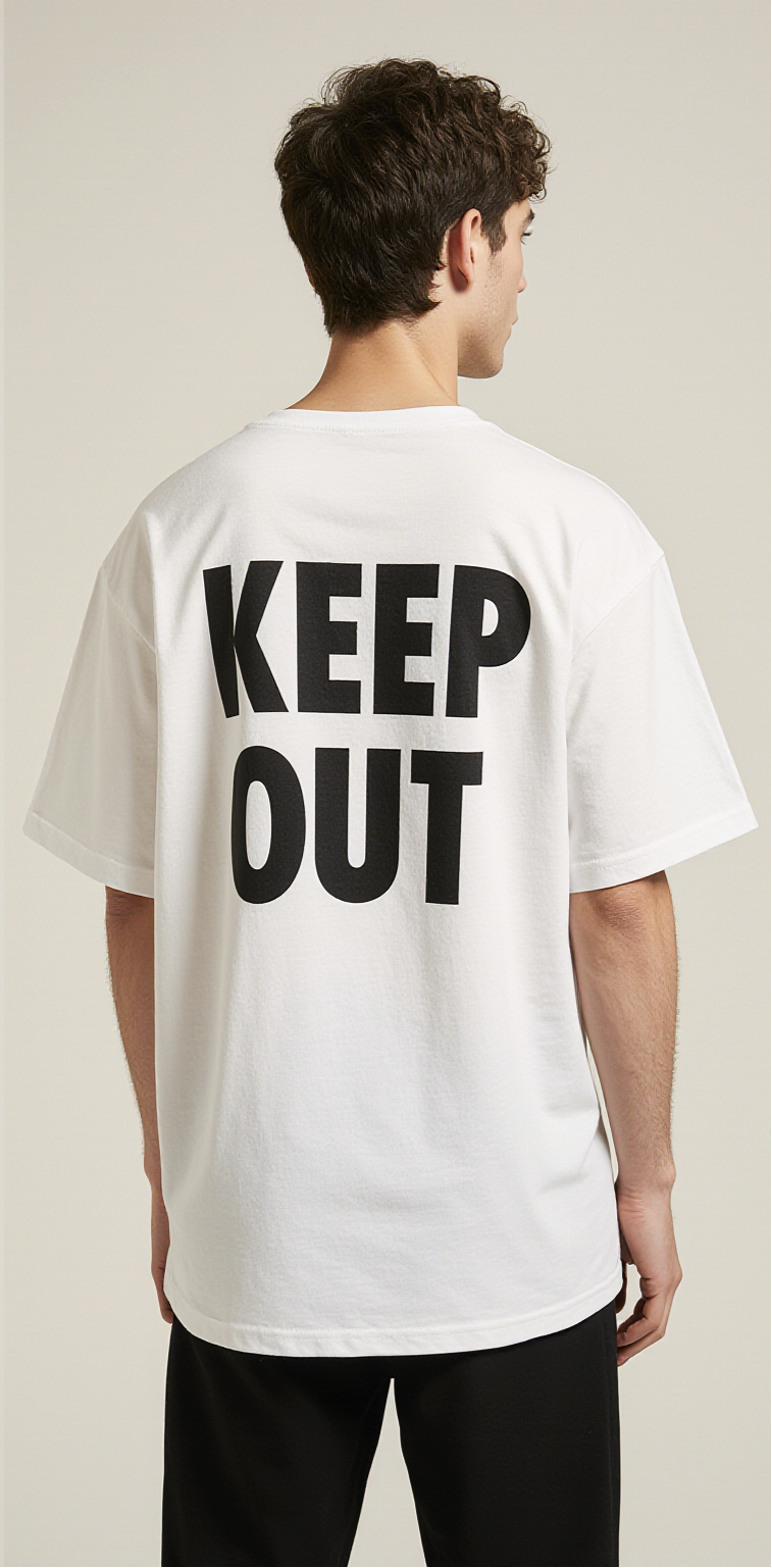 Dead Inside Oversized T-Shirt – White Streetwear Tee with Skull Graphic & Keep Out Back Print