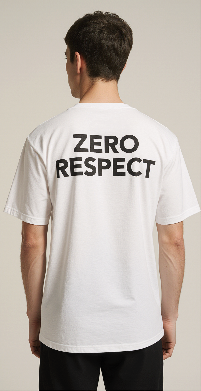 F Off Oversized T-Shirt – Bold White Streetwear Tee with “Zero Respect” Back Print