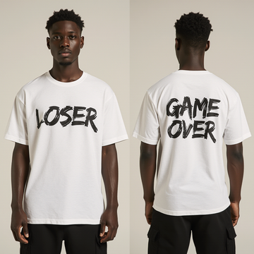 Loser Oversized T-Shirt – White Streetwear Tee with “Game Over” Back Print