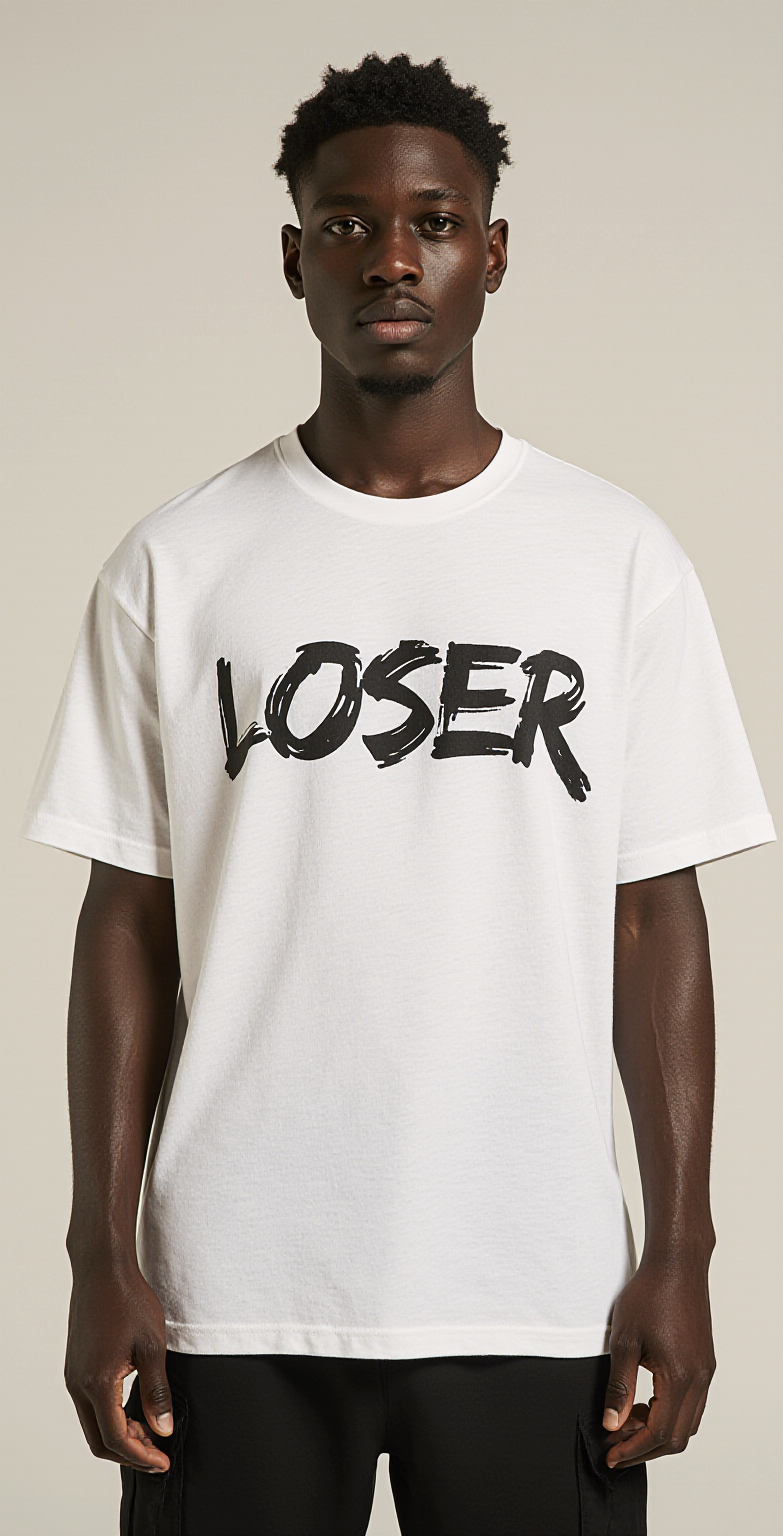 Loser Oversized T-Shirt – White Streetwear Tee with “Game Over” Back Print