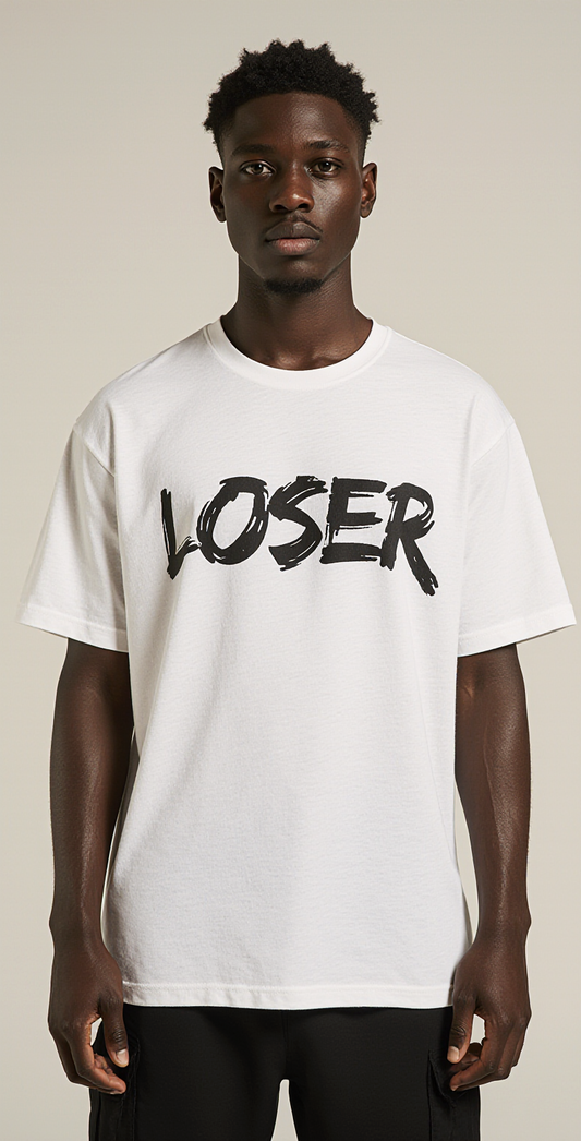 Loser Oversized T-Shirt – White Streetwear Tee with “Game Over” Back Print