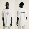 Disconnect Oversized T-Shirt – White Minimalist Streetwear Tee with Hand Line Art