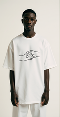 Disconnect Oversized T-Shirt – White Minimalist Streetwear Tee with Hand Line Art