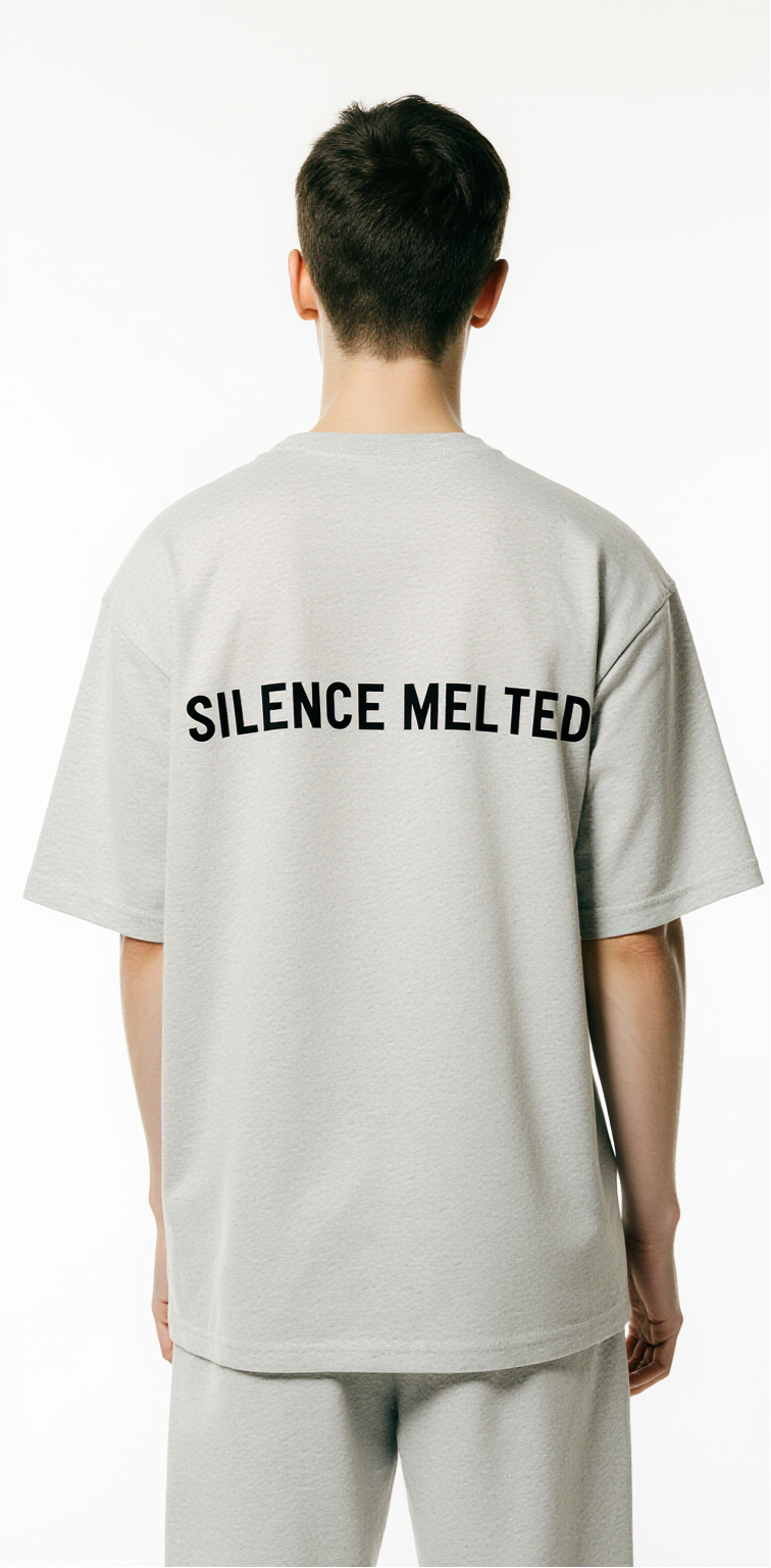 Oversized Grey T-Shirt for Men – Melting Violin Graphic – Streetwear "Silence Melted"