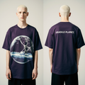 Oversized Purple T-Shirt for Men – Cracked Earth Graphic – Streetwear 