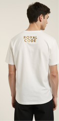 Men’s Oversized White T-Shirt – “ROYAL CODE” Golden Crown Luxury Streetwear Tee