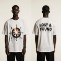 Lost & Found Oversized T-Shirt – White Compass Graphic Streetwear Tee | Unisex Urban Fashion Top