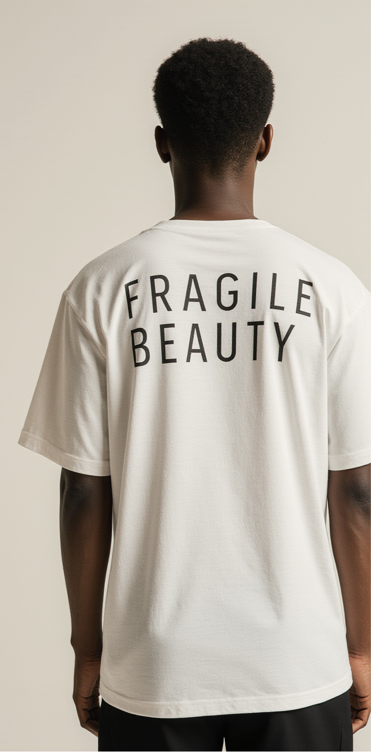 Fragile Beauty Butterfly Oversized T-Shirt – White Graphic Streetwear Tee | Unisex Minimal Fashion Cotton Top