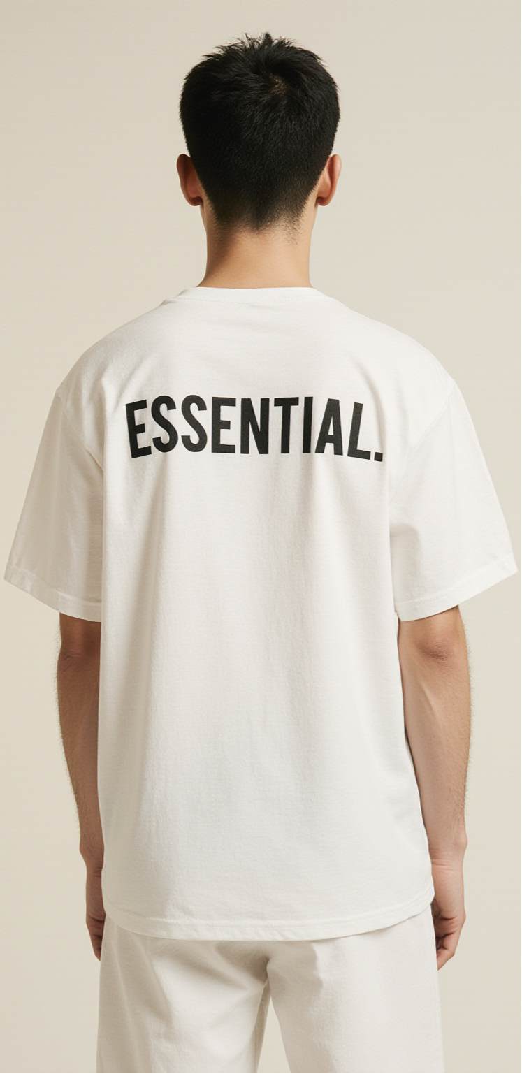 Men’s Oversized White T-Shirt – “ESSENTIAL.” Minimalist Streetwear Tee