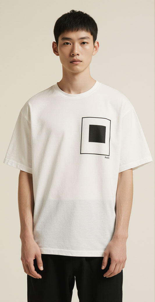 Men’s Oversized White T-Shirt – “ESSENTIAL.” Minimalist Streetwear Tee