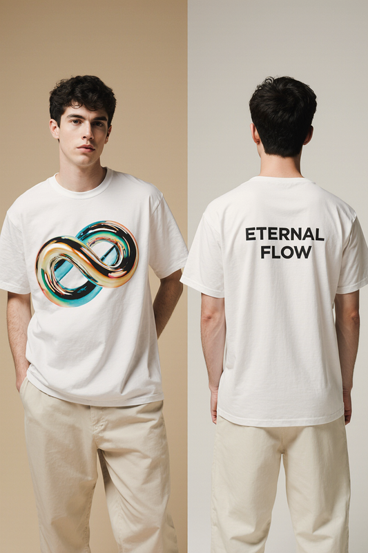 Oversized White T-Shirt "Eternal Flow" – Infinity Graphic Luxury Streetwear Tee