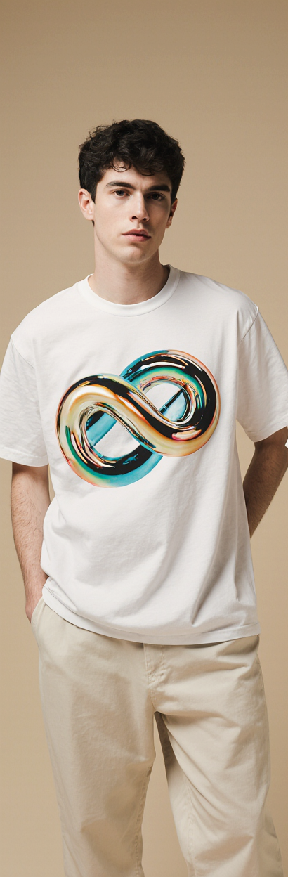 Oversized White T-Shirt "Eternal Flow" – Infinity Graphic Luxury Streetwear Tee