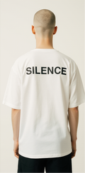 Men’s Oversized White T-Shirt – “SILENCE” Minimalist Luxury Streetwear Tee