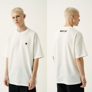 Men’s Oversized White T-Shirt – “NORTH STAR” Minimalist Streetwear Tee