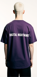 Digital Nightmare Oversized Halloween T-Shirt – Purple Haunted Castle Glitch Streetwear Tee