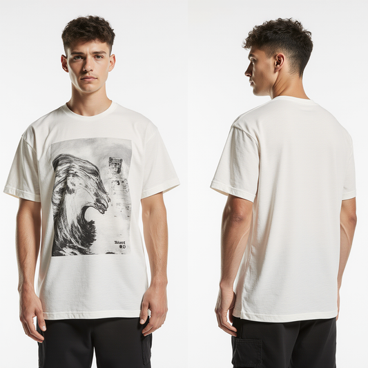 Oversized Graphic T-Shirt – Abstract Lion Wave Print | Artistic Streetwear Tee for Men & Women