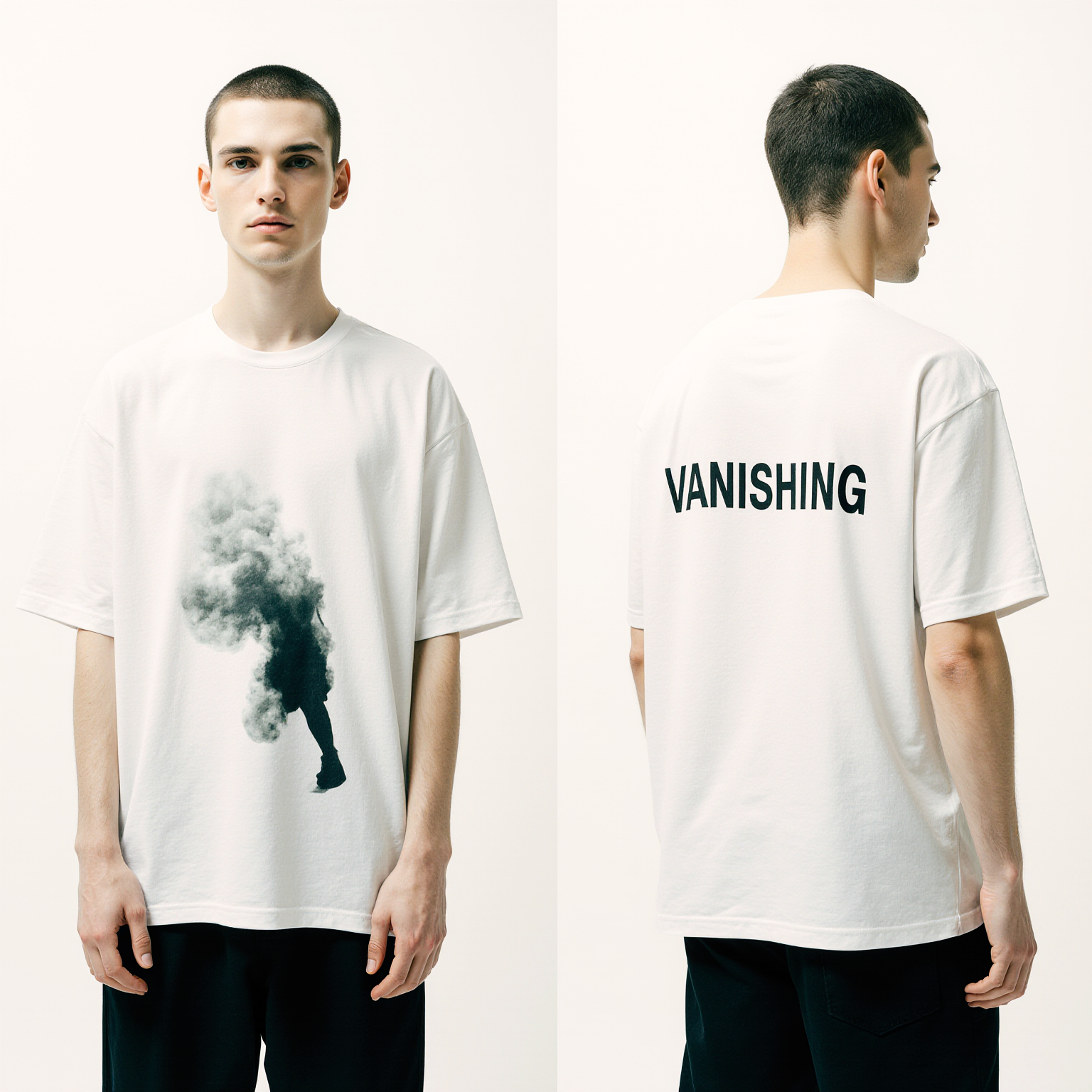 Vanishing Oversized Graphic T-Shirt – Limited Edition Smoke Figure Streetwear Tee