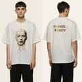 Oversized White Graphic T-Shirt – Haunted Beauty Face Print – Streetwear Luxury Tee for Men & Women