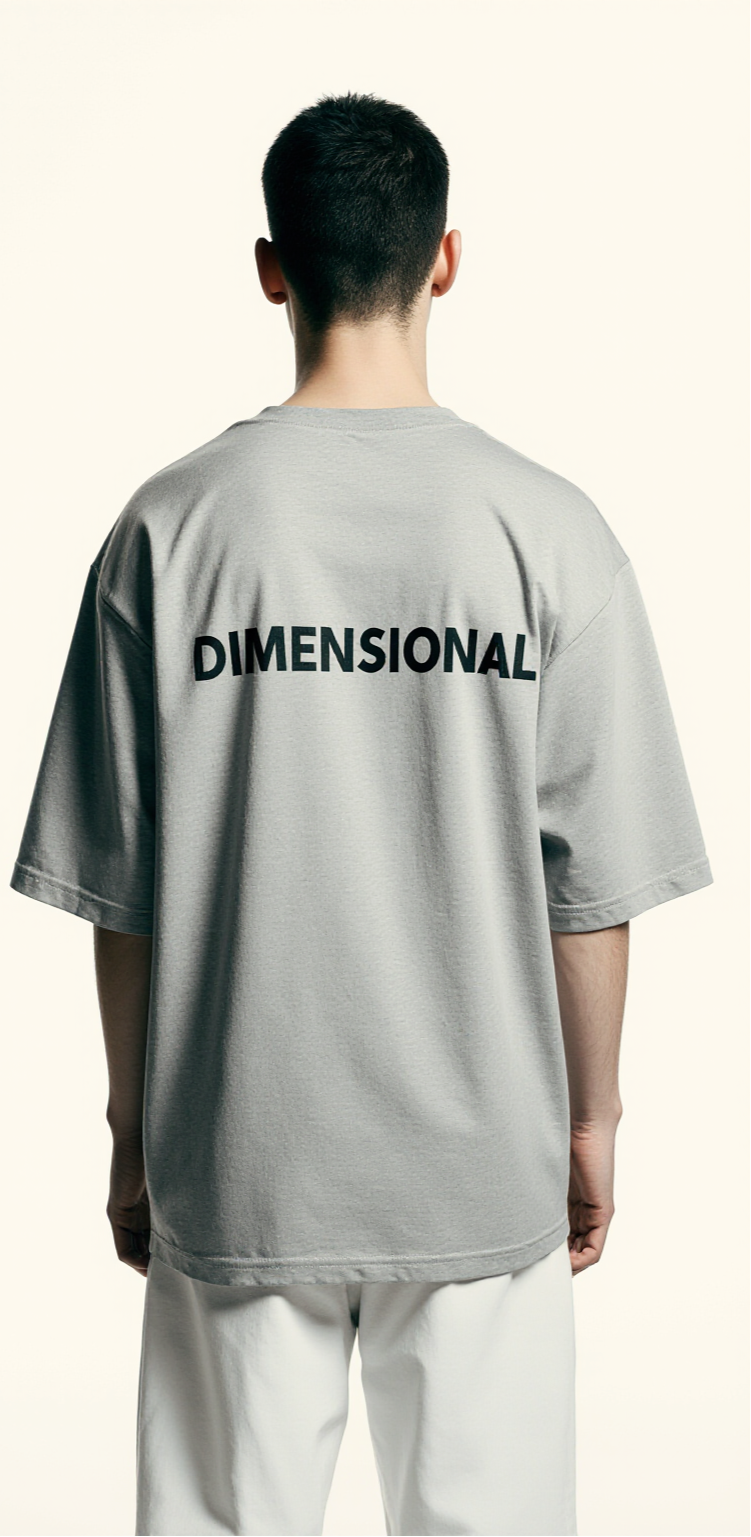 Oversized Grey T-Shirt for Men – Geometric Landscape Graphic – Streetwear "Dimensional"