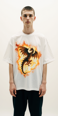 Oversized Dragon Graphic T-Shirt – Born From Paper Streetwear Oversized Tee | Fire Dragon Anime Shirt
