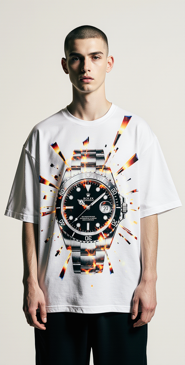 Oversized TIME IS MONEY T-Shirt – Streetwear Luxury Graphic Tee | Money & Watch Oversized Shirt