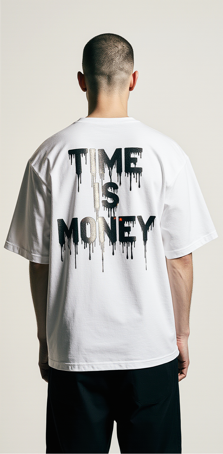 Oversized TIME IS MONEY T-Shirt – Streetwear Luxury Graphic Tee | Money & Watch Oversized Shirt