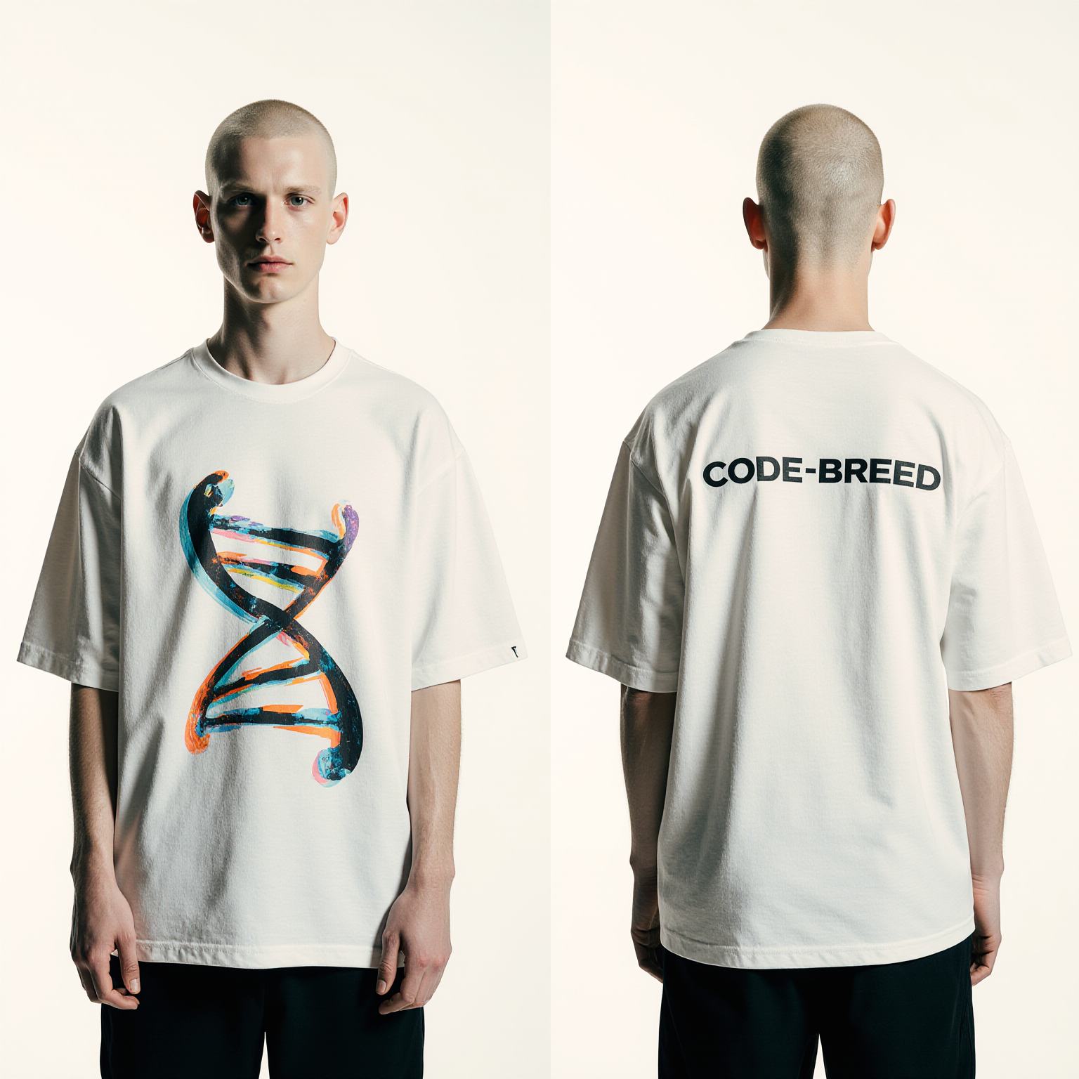 Oversized Code-Breed DNA T-Shirt – Streetwear Graphic Tee | Unisex Urban Oversized Shirt