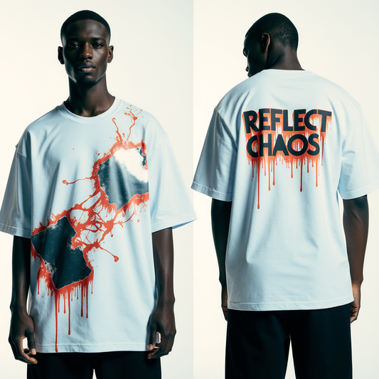 Oversized Reflect Chaos T-Shirt – Broken Mirror Graphic Streetwear Tee | Unisex Urban Oversized Shirt