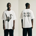 Oversized Paper Future T-Shirt – Origami Crane Graphic Streetwear Tee | Minimalist Unisex Oversized Shirt for Men & Women