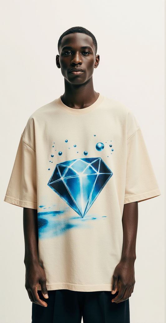 Oversized “Pressure Makes Kings” T-Shirt – Blue Diamond Graphic Streetwear