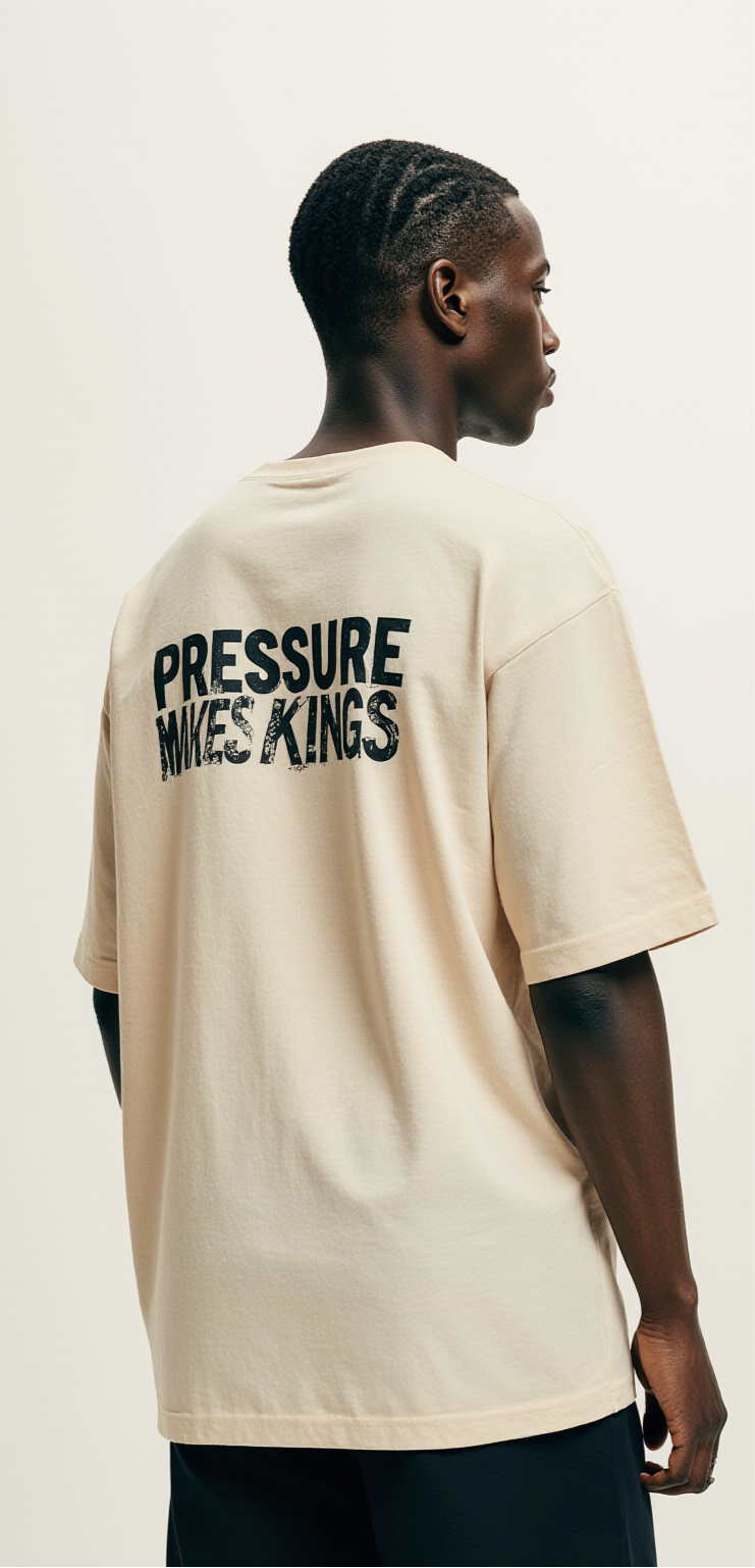 Oversized “Pressure Makes Kings” T-Shirt – Blue Diamond Graphic Streetwear
