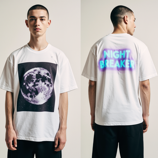 Oversized “Night Breaker” T-Shirt – Moon Graphic Tee | Streetwear Neon Print
