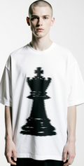 Oversized White T-Shirt for Men – Chess King Graphic – Streetwear 