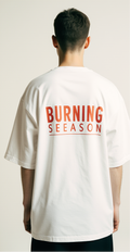 Oversized White Christmas Graphic T-Shirt – Burning Season Candle Print – Streetwear Holiday Tee