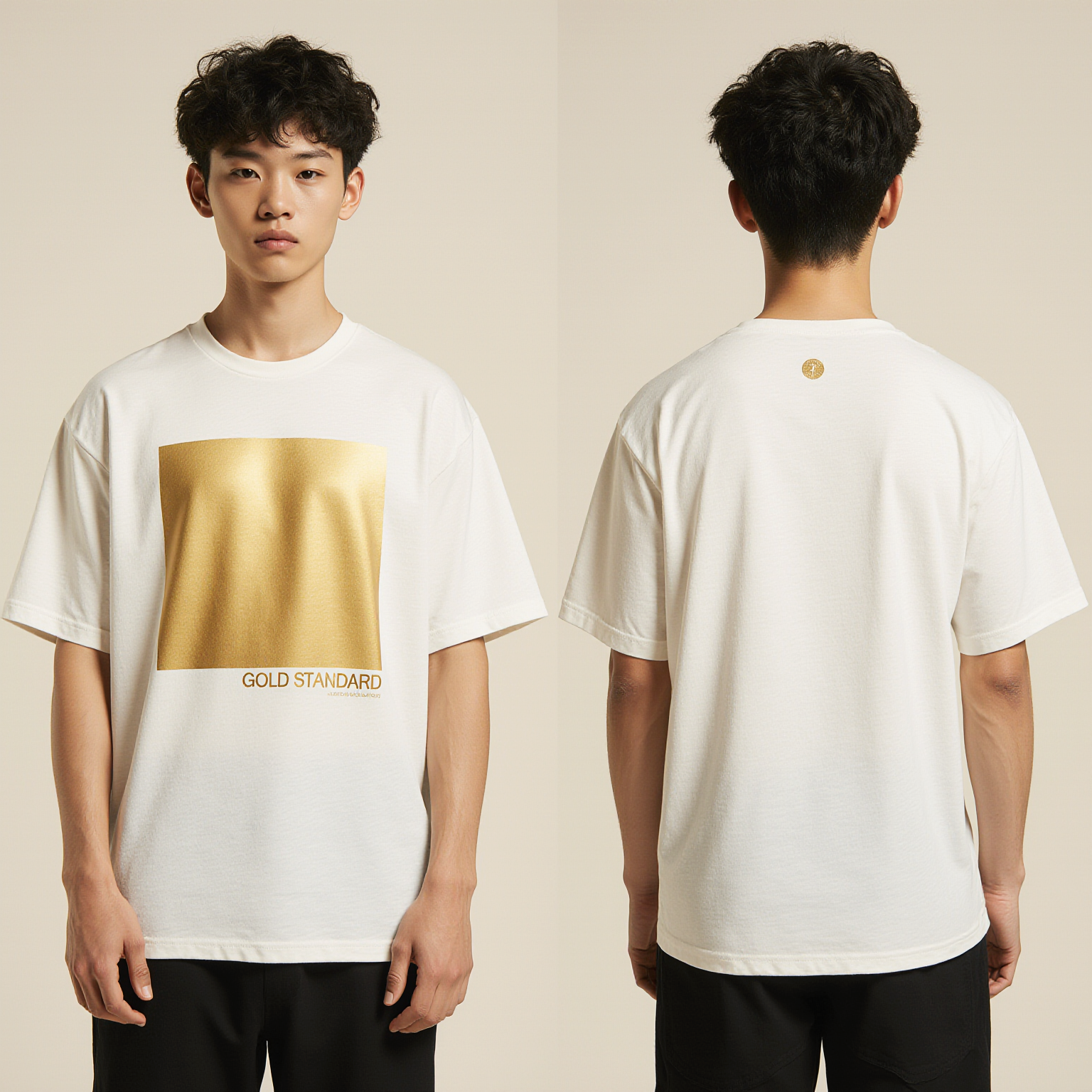 Men’s Oversized White T-Shirt – “GOLD STANDARD” Premium Streetwear Tee