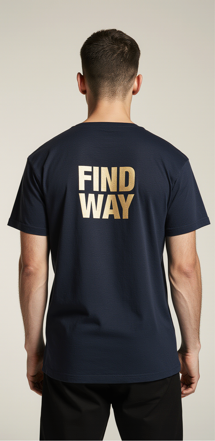 Men’s Oversized Navy T-Shirt – “FIND WAY” Compass Graphic Premium Streetwear Tee