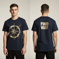 Men’s Oversized Navy T-Shirt – “FIND WAY” Compass Graphic Premium Streetwear Tee