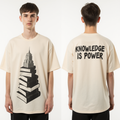 Oversized “Knowledge Is Power” T-Shirt – Streetwear Graphic Tee | Book Tower Print