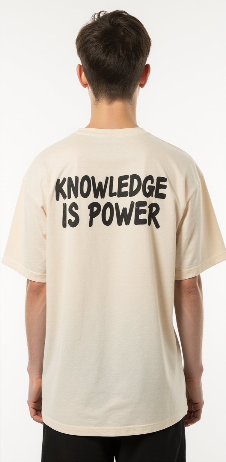 Oversized “Knowledge Is Power” T-Shirt – Streetwear Graphic Tee | Book Tower Print