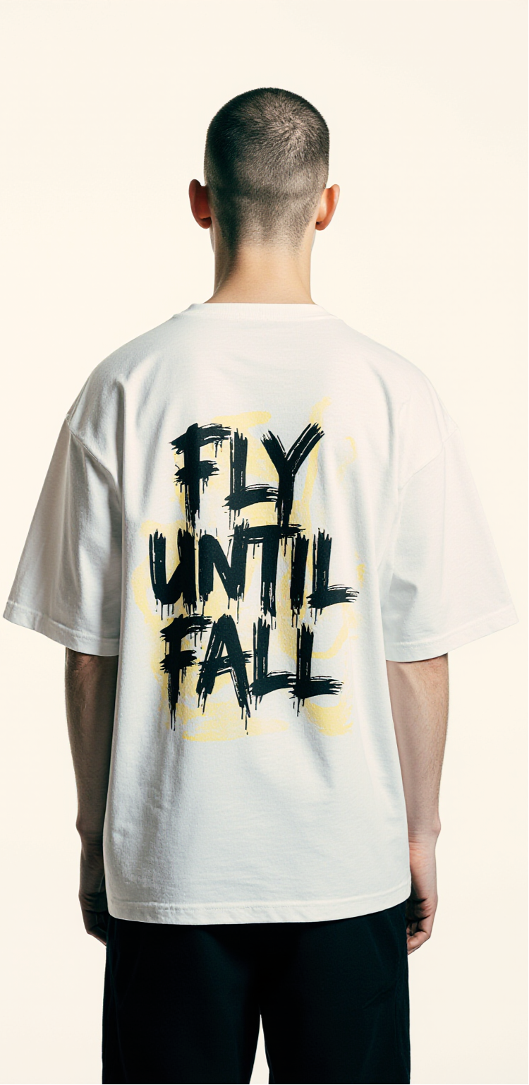 Oversized “Fly Until Fall” Streetwear T-Shirt – Paper Airplane Graphic Tee | Urban Fashion