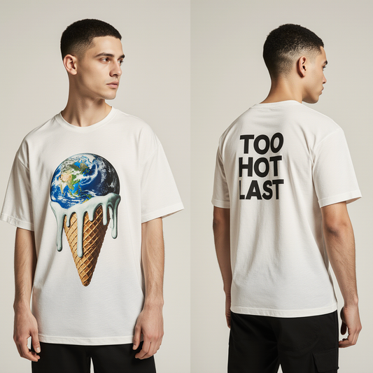 Oversized Earth Melting Ice Cream T-Shirt – Climate Change Streetwear Tee | Too Hot Last