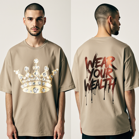 Oversized Crown T-Shirt – Wear Your Wealth Streetwear Tee | Luxury Urban Fashion