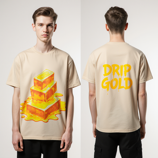 Oversized Streetwear T-Shirt – Drip Gold Graphic Tee | Luxury Urban Fashion