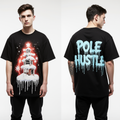 Pole Hustle Oversized Christmas T-Shirt – Black Urban Holiday Graphic Tee | Streetwear Style